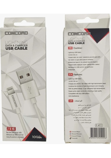 Lightning Data Ve Şarj Usb Kablo Concord C-411 Type-c