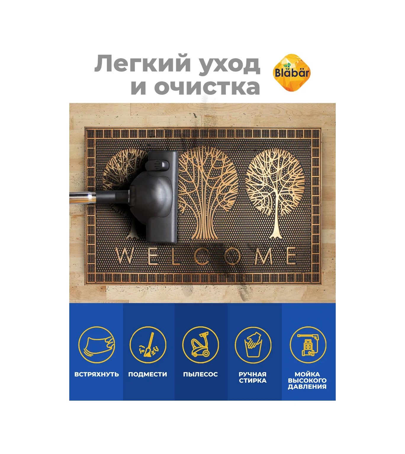 Blabar Antre İçin Kauçuk Paspas 45 X 75 Cm 179799889 Siyah