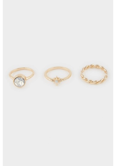 Defacto Kadın 3lü Gold Yüzük F4076axnsgd1 Çok Renkli