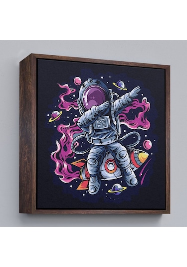 Çerçeveli Dans Eden Astronot Kanvas Tablo-5069