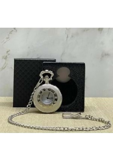 Özel Kutulu Gümüş Renkte Köstekli Saat