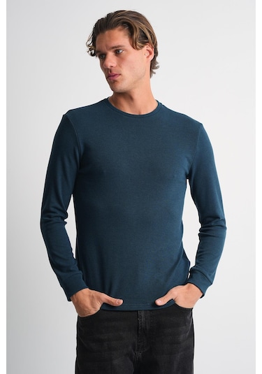 Alexander Gardi Alexandergardı Uzun Kollu Bisiklet Yaka Basic Sweatshirt PETROL