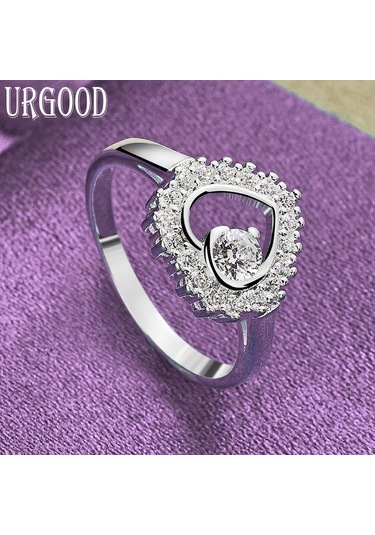 925 Ayar Gümüş Romantik Aaa Zirkon Kalp Yüzük Hediye Moda Düğün Takı 9