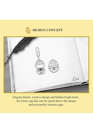 Wostu Paskalya Hollow Yumurta Açılabilir Charms 100% 925 Ayar Gümüş Fit Bilezik Kolye Zirkon Boncuk Gümüş