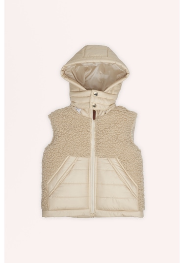 Erkek Çocuk Pelüş Detaylı Micro Yelek Bej 2421bb23008-4928 001