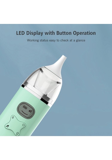 Yaozixa Bebek Burun Aspiratörü, 3 Seviye Emme Gücü Ve Led Ekranlı, Yumuşak Müzikli, Silikon Uçlar İle Rahat Solunum Sağlama Aleti Pembe/yeşil