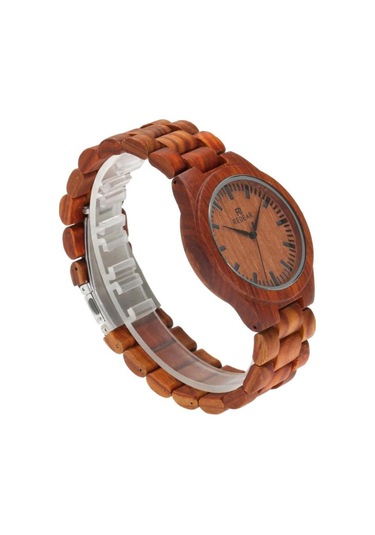 Erkek Ahşap Saat Analog Kuvars Saat Sandal Ağacı Malzeme Hafif Günlük Saatler Vintage Kol Saati Erkek Ve Kırmızı Sandal Ağacı Kayış Diğer