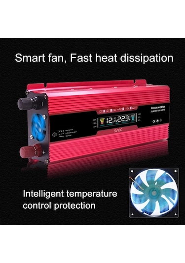 Sones Carmaer Evrensel 24v - 220v 500w Araba Lcd Ekran Invertör Ev Güç Dönüştürücü