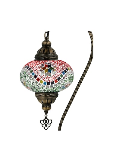 Mozaik Lamba Renkli Desenli Abajur Yatak Odası Gece Lambası Çok Renkli