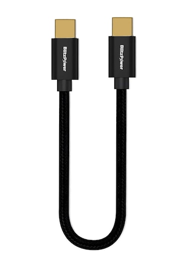 Blitzpower Type-c To Type-c Örgü Metal 20cm Şarj Kablosu