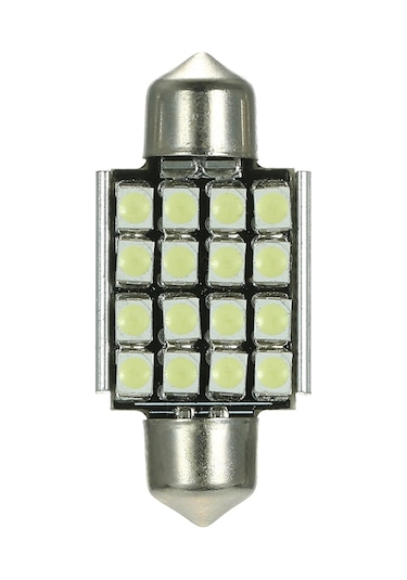 Shineyee 12v 36mm 16 Led 3528 Beyaz Araba İç Aydınlatma Dome Festoon Ampulü 6000k, 200lm, 60000+ Saat