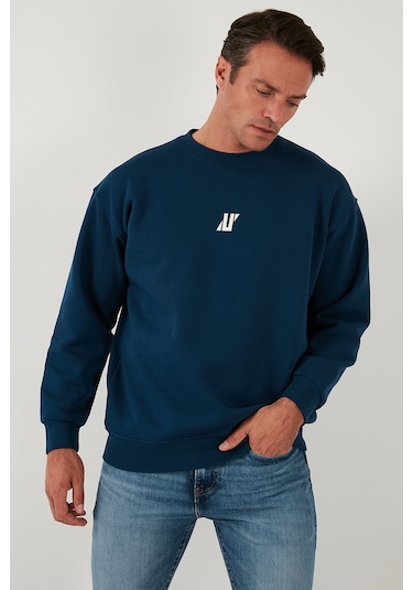 Buratti Regular Fit Bisiklet Yaka Pamuklu Içi Tüylü Yumuşak Şardonlu Erkek Sweat 5905405 Indigo