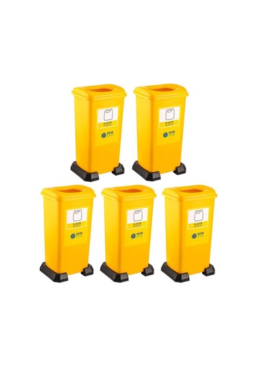 Omnipazar Sy-4398 Sıfır Atık Plastik Geri Dönüşüm Çöp Kutusu 70 Lt Sarı 5 Adet Sarı
