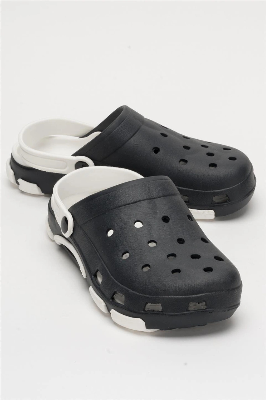 Unisex Çift Tabanlı Ortopedik Hemşire Doktor Aşçı Laboratuvar Deniz Havuz Terliği Sandalet Siyah - Beyaz Siyah - Beyaz