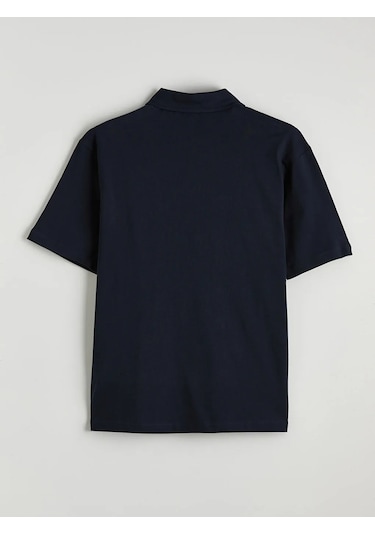 Lc Waikiki Lacivert Polo Yaka Oversize Erkek Penye Tişört