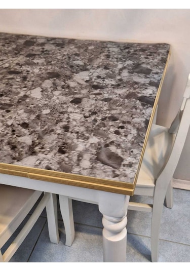 Kalın Pvc Masa Koruyucu 1.2 Mm Mika Örtü, 80 Cm En, Mermer Desen 32pvc-mrm8 Gri