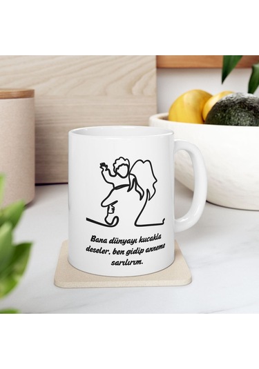 Anneler Günü - Doğum Günü Hediyesi - Hediye Porselen Kupa Bardak 6 Beyaz