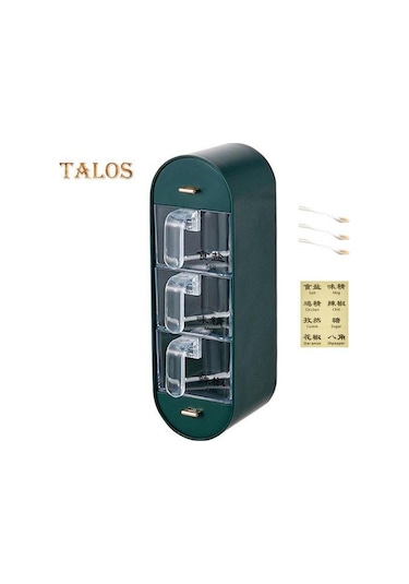 Koyu Yeşil Baharat Kutusu Entegre Toz Geçirmez Pp Malzeme Pratik Yumruksuz Baharat Kabı Ev Tedarik Koyu Yeşil