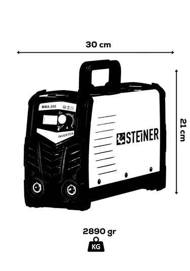 Steiner Mma-200 Amper Dijital Göstergeli İnverter Kaynak Mavi