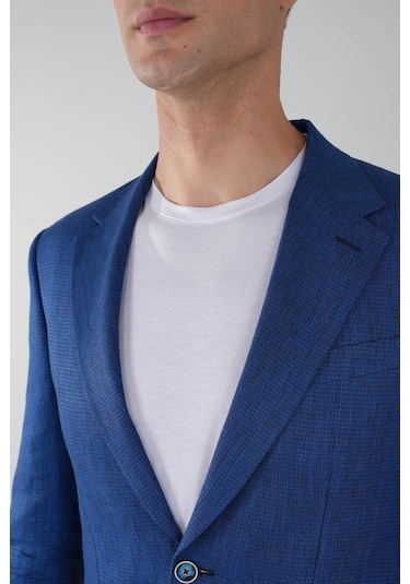 Bisse Erkek Platinum Regular Fit Keten Ceket Taş Pck25y25005 D39 Lacivert