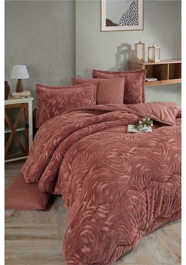 Clasy Wellsoft Jakarlı Çift Kişilik Uyku Seti Reste Kiremit