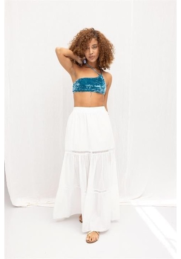 Annie Brode Şerit Detaylı Etek 4036 Beyaz