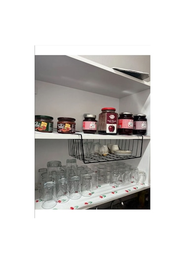 Magic Objects Metalik Dolap Içi Çelik Sepet Raf Kanguru 1 Parça Mutfak Siyah Siyah