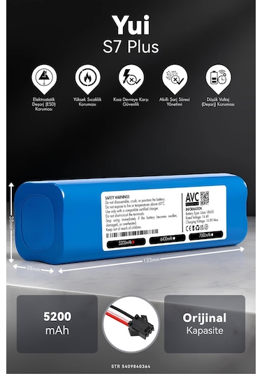 Yui S7 Plus 5200mah Robot Süpürge Bataryası K.k