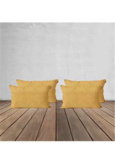 4'lü Kadife Dokulu Kırlent Kılıfı Sarı-1881 - Sarı