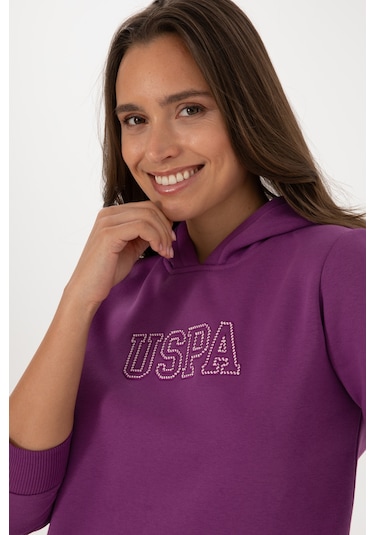 U.S. Polo Assn. Kadın Menekşe Şardonlu Kapüşonlu Basic Sweatshirt 50313566-VR037