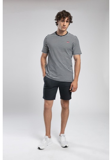 Lee Cooper Skyler Erkek %100 Pamuk O Yaka T-shirt Lacivert-21633 Lacivert