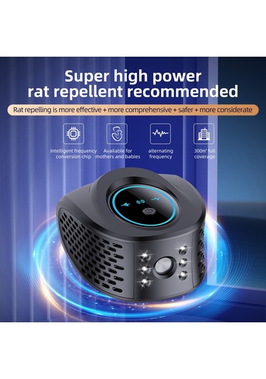 H47980beu Ev İçin Fare Kovucu Ultrasonik 4'ü 1 Arada Haşere Kovucu Siyah