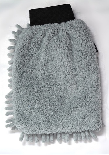 1 Adet Mikrofiber Şönil Oto Temizlik Ve Kurulama Eldiveni 16x24 Cm. Gri