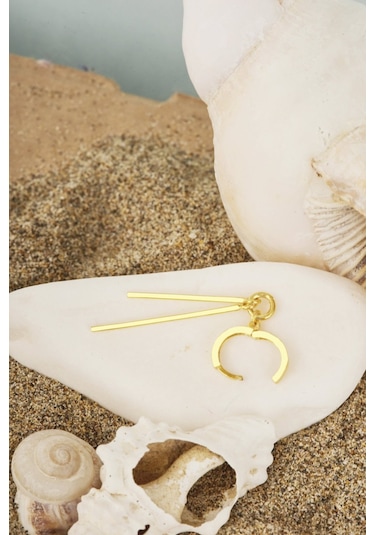 Dkmn Gümüş Halkalı Çift Sallantılı Küpe 925 Ayar Gümüş Küpe