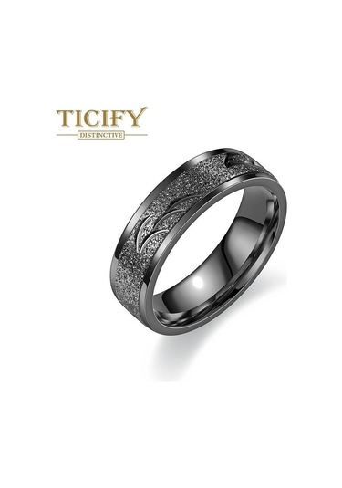 Siyah Işık Lüks Tasarım Sensörü Titanyum Çelik Yüzük Oyma Heykel Mat Hiçbir Renk Niş Çift Yüzük Moda Takı 8 Siyah