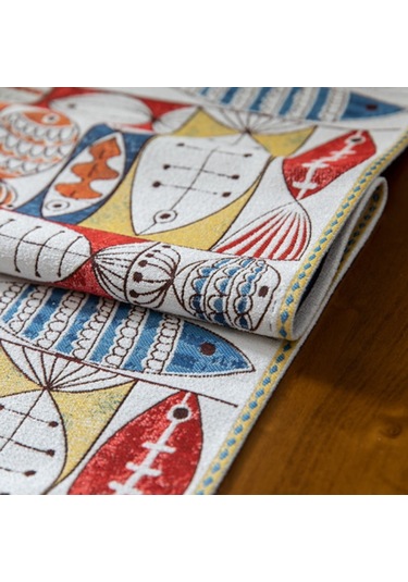 Anasayfa Şönil Polyester Püsküllü Masa Örtüsü, Ebat: 33x180cm Her Yıl Fazlalık Çok Renkli