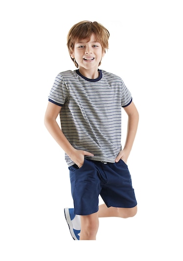 Denokids Erkek Çocuk Basic T-shirt Şort Takım Renkli Çok Renkli