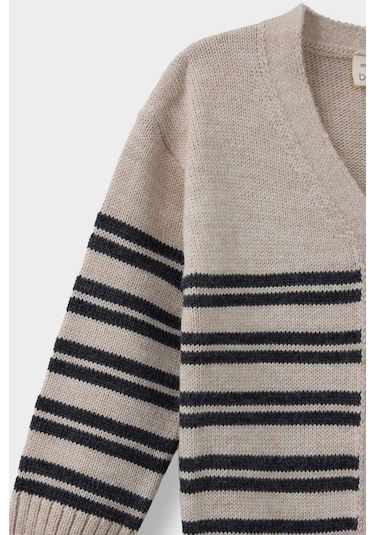 Defacto Erkek Bebek Çizgili Düğmeli Hırka F2392a525auer42 Ekru