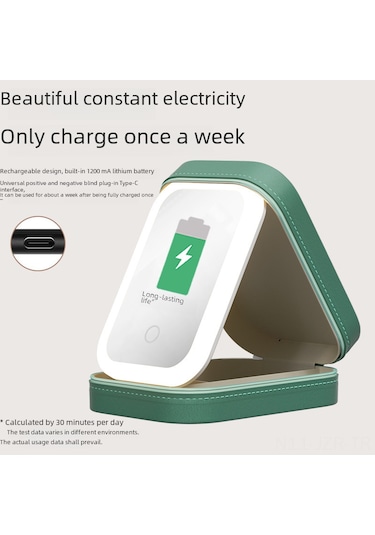 Geeroyoo Led Işıklı Üç Renkli Makyaj Aynası - Katlanabilir Evcilik Kutusu Ve Kozmetik Saklama Kutu Birleşik Tasarım Pembe, 16.5 11.5 3.5 Pembe Ayna