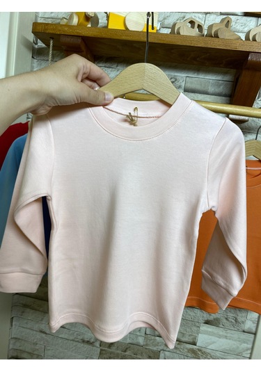 Aysbebe Çocuk Basic Likralı Uzun Kol Tişört Pembe