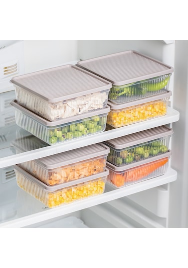 Porsima 5307 8 Li 1 Lt Buzdolabı Ve Difriz Düzenleyici Saklama Kabı Seti - Bpa İçermez, Kapicino, Cappuccino