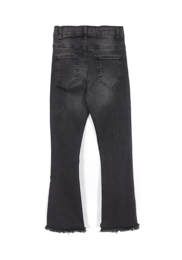 Yırtmaçlı İspanyol Paça Kız Çocuk Kot Pantolon Siyah 001-0002055 Siyah