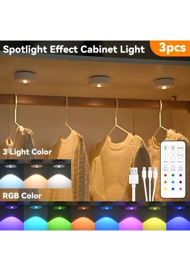 Willowhaven 3 Adet Uzaktan Kumandalı Şarj Edilebilir Rgb Gece Işığı Parlaklık Ayarı 12 Renk Modu Manyetik Dolap Aydınlatma Mutfak Banyo Yatak Odası Ofis