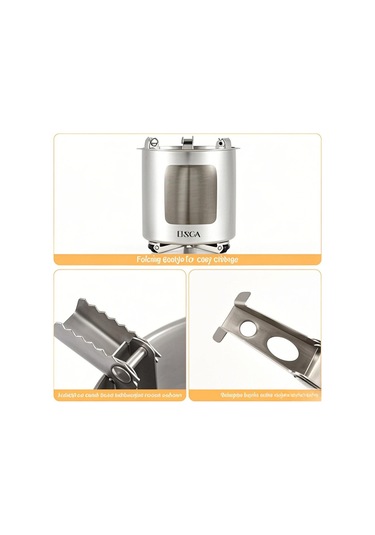 Shineyee 201 Paslanmaz Çelik Gönüllü Odun Ocağı - Kamp, Doğa Yürüyüşleri Ve Pikniklerde Isıtma/pişirme İçin Taşınabilir Alet Gümüş