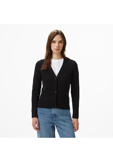 Nautica Kadın Siyah Regular Fit Hırka Düz 57s144t Siyah