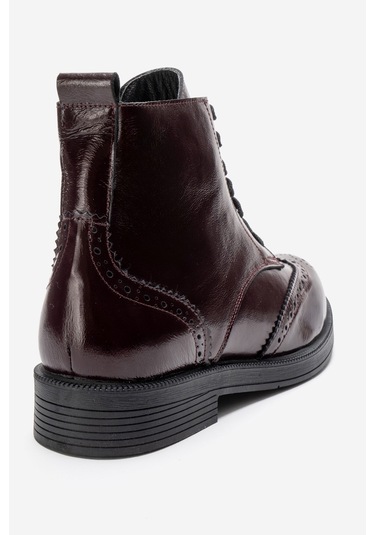 Luvishoes Nelvy Bordo Rugan Hakiki Deri Kadın Bot Bordo