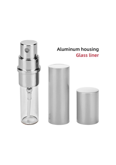 Mufunye 10 Ml Parfüm Şişesi, Parlak Eloksallı Alüminyum, 5 Adet Gümüş