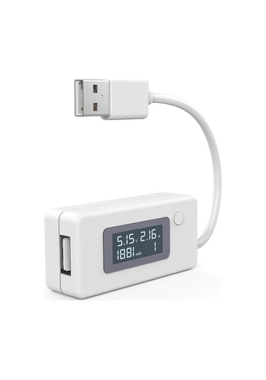 Beyaz Cep Telefonu Şarj Test Kontrol Cihazı Pil Durumu Kapasite Akımı Usb Çıkışı Ölçüm