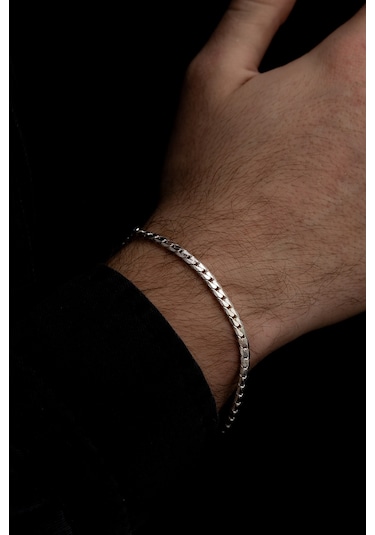 Erkek Gümüş Bileklik - 925 Ayar Ezme Gurmet Gümüş Bileklik