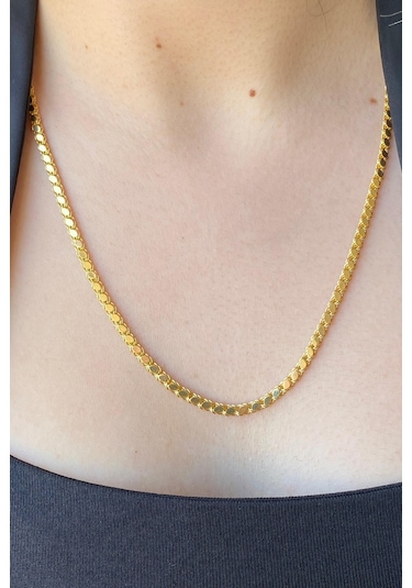 14 Ayar Altın 3 Mm Pullu Zincir Kolye